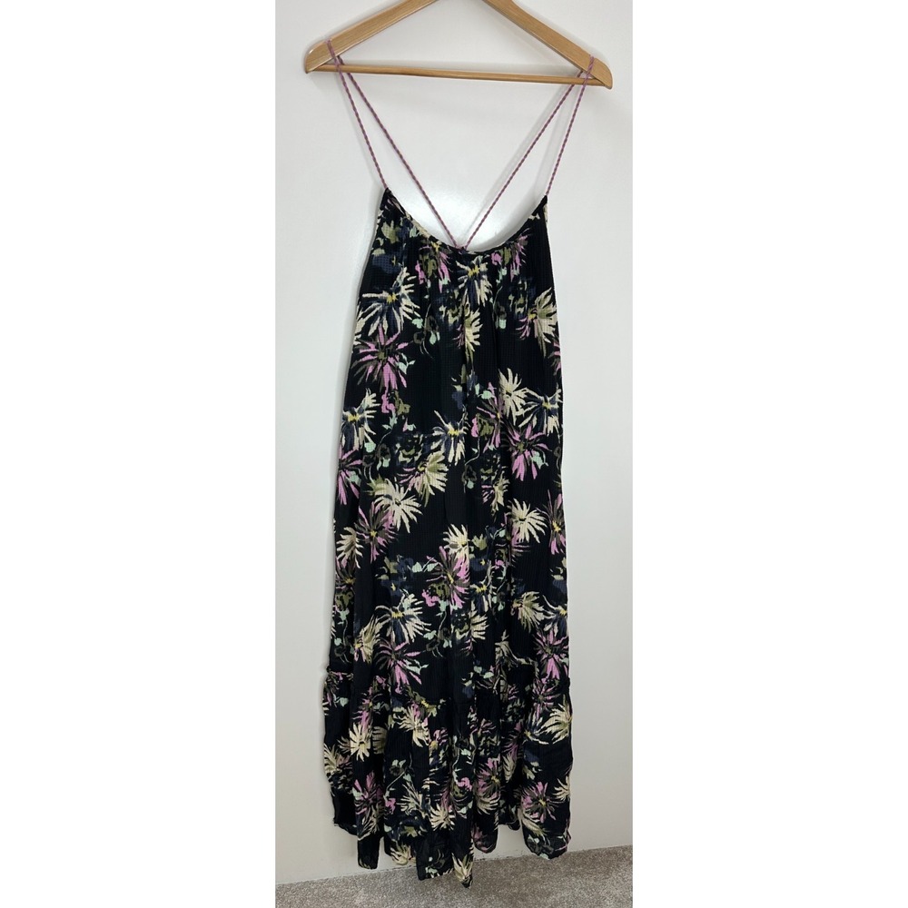 NEW Scotch & Soda Floral Tiered Maxi Dress Black Pink Tassels Pockets 38 US M 8 - Picture 2 of 16